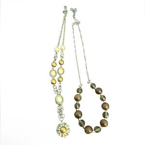 Elegant Gold and Brown Necklace Set of 2